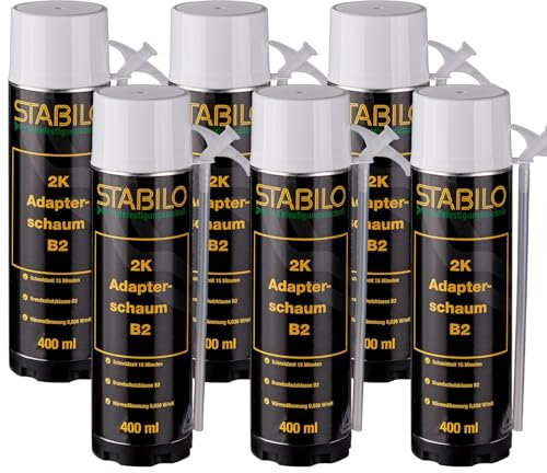 6x Montageschaum 2K B2 400ml | Apdaterschaum, Zargenschaum, Bauschaum, PU Schaum, Fensterschaum | 6 Stück