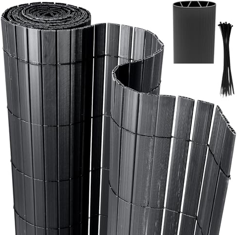 Izrielar Sichtschutz Garten 180x300cm, PVC Sichtschutzmatte, Sichtschutzzaun Wetterfest, Balkonumrandung mit Kabelbindern, 4-Gewicht-Verstärkung,für Garten, Balkon Terrasse Outdoor, Anthrazit