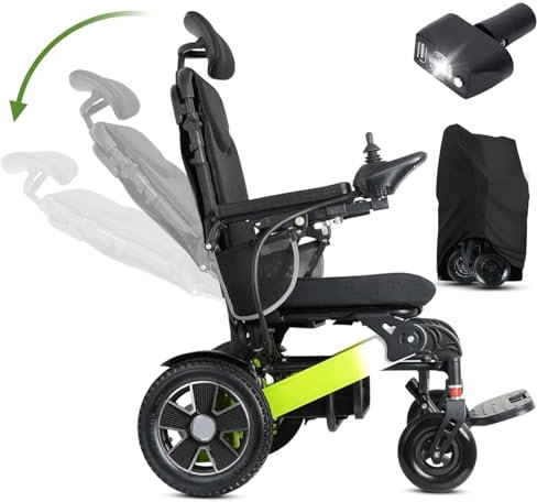 Tripaide 35KM Fahrstrecke Faltbar Liegerollstuhl Elektrischer Rollstuhl, Leicht Reiserollstuhl Elektrische Rollstühle, All Terrain Power Elektrorollstuhl