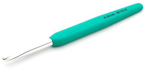 KnitPro Waves Crochet Hooks – 6.5mm Crochet Hook, Ergonomic Soft Handles, Soft Rubber Grip for Arthritic Hands, Light & Comfortable Crochet Needles for Knitting, Aquamarine Haze