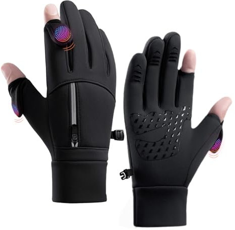 MILAIUN Fahrradhandschuhe Winter, Touchscreen Handschuhe Herren/Damen, wasserdichte Nicht -Slip Outdoor Thermohandschuhe mit Schnalle, Full Fingerhandschuh Geeignet zum Arbeiten, Laufen （L）