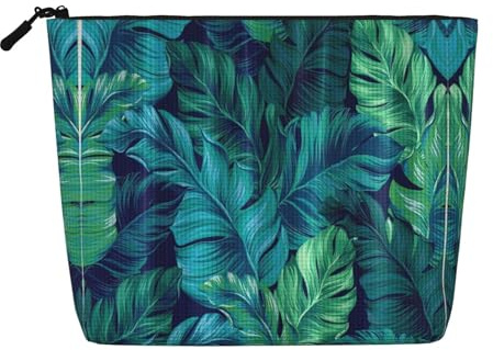 Tropical Palm Leaves Fake Hemp Travel Toiletry Bag - Reusable Cosmetic Accessories Toiletry Organizer for Women - Multiple Uses