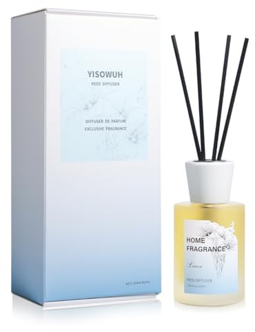 YISOWUH Difusor de varillas de lino de 120 ml, 1 paquete de difusor de aceite esencial con 8 varillas, fragancia de larga duración para el hogar, baño, dormitorio, habitación, decoración