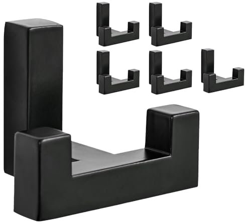 DAIRYCOF 6 Stück Garderobenhaken Schwarz Zinklegierung kleiderhaken akustikpaneele Wandhaken Schwarz Kleiderhaken (Kleiderhaken Zinklegierung)