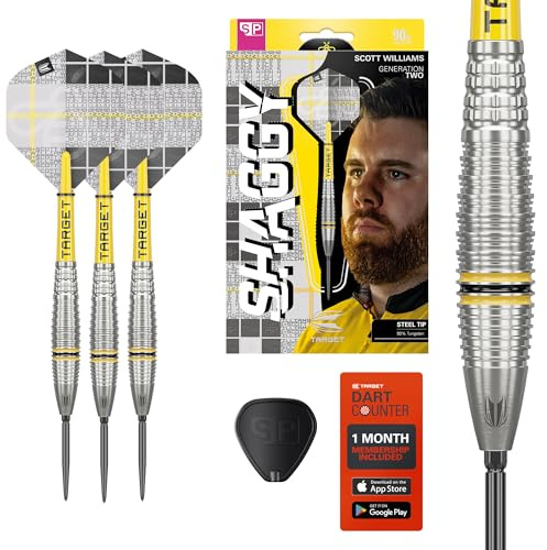 Target Darts Scott Williams Generazione 2 Set Dardi in Acciaio Swiss Point, 23G | Player Edition G2 Freccette al 90% di Tungsteno, Alette PRO Ultra N. 2, Aste PRO Grip Tag e Attrezzo SP