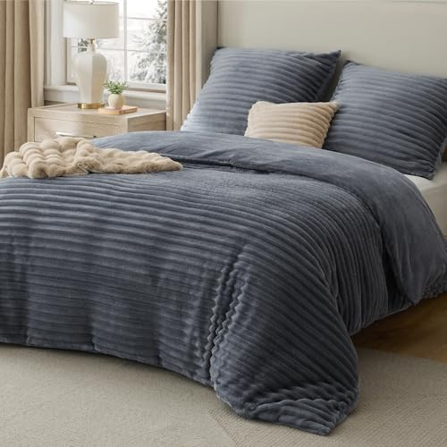 BEDSURE Ropa de cama de franela de 200 x 200 cm, funda nórdica de invierno con 2 fundas de almohada de 80 x 80 cm, certificado Öko-Tex, ropa de cama de invierno de 135 x 200 cm, felpa cálida, mullida