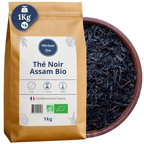 Ekologiskt Assam svart te GBOP – Veganskt, lösbladigt te, 100 % naturligt, icke-GMO – Ekologiskt odlat – 1000 g tepåsar (500 koppar)