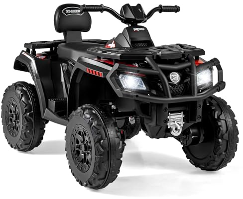 Goplus Elektriskt barnfordon, 24 V rutschfordon med 4 hjul & 4 motorer, elbil med 2 hastigheter, broms, ljus & musik, barnquad med 2 sittplatser, för barn från 3–8 år (svart)