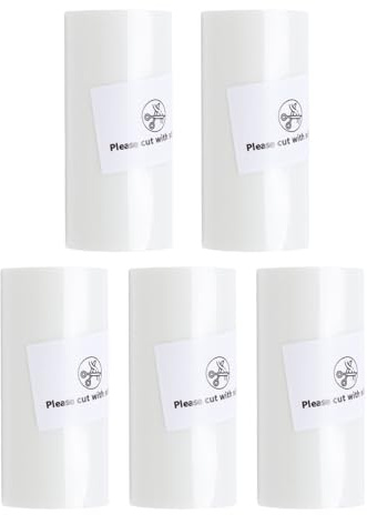 Spacnana 5 Rullar Termiskt Tryckpapper, Transparent Självhäftande Vattentätt Termiskt Papper för Miniskrivare Foton och Anteckningar