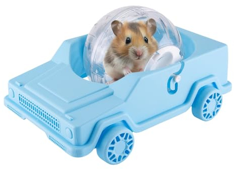 Hamster löparhjul i bilform, förtjusande design, 17 x 26 x 9 cm, hamsterövningshjul, litet husdjursträningsleksak, säker och robust, för hemmet stressavlastning dvärg gerbil små husdjur
