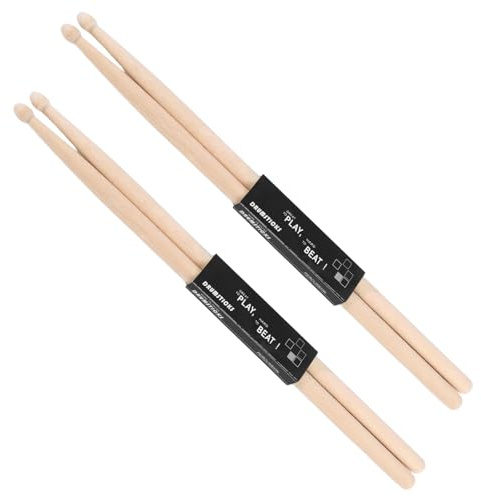 Baquetas de Batería 39,6 cm de Madera de Arce, 2 Pares de Palillos para Instrumentos de Percusión, Accesorios Ligeros con Superficie Antideslizante para Principiantes y Estudiantes