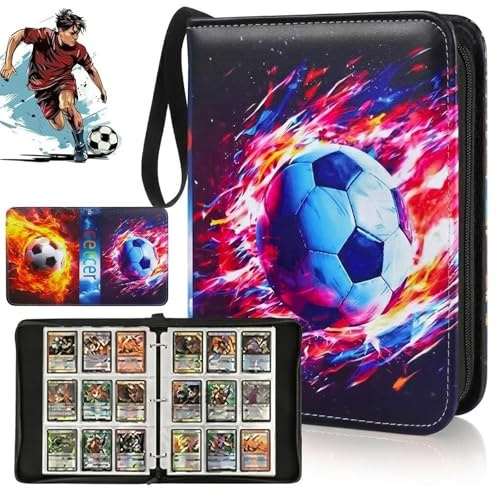 Samlarkortalbum för fotbollskort – 50 sidor 900 fack (B) | Bärbar samlarmapp kompatibel med TCG och alla standardkort, fotbollskort mapp, present till barn