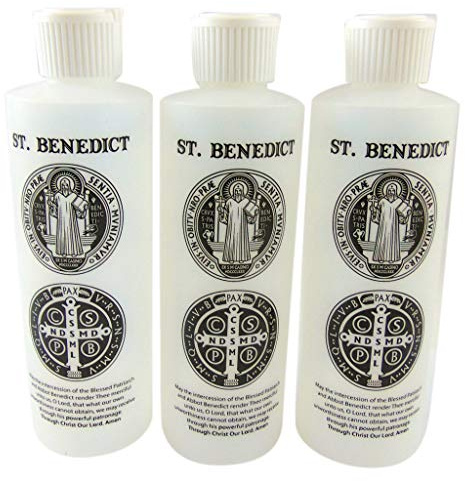 JWG Industries St. Benedict Holy Water Bottle with Dispel The Devil Devotion Set of Three