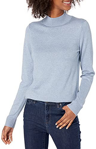 Amazon Essentials Maglione Leggero con Collo a Lupetto (Disponibile in Taglie Forti) Donna, Blu Indaco Puntinato, L