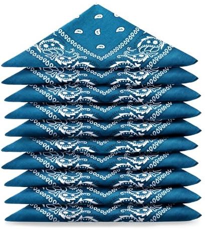 Karl Loven EL BANDANA - Lote de bandanas 100% Algodon de primera calidad Paisley Panuelo Cabeza Cuello Bufanda - Juego de 5 Pato Azul