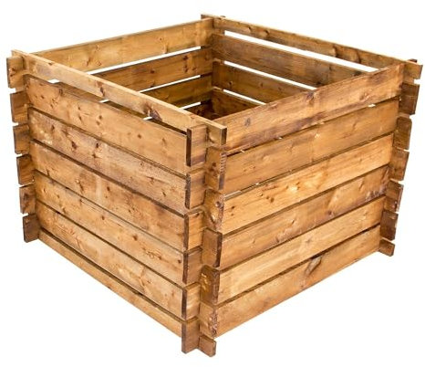 NATIV Composteur de Jardin en Bois Certifié - Système d'Emboîtement 100 x 100 x 65 cm - Pour Votre Propre Compost