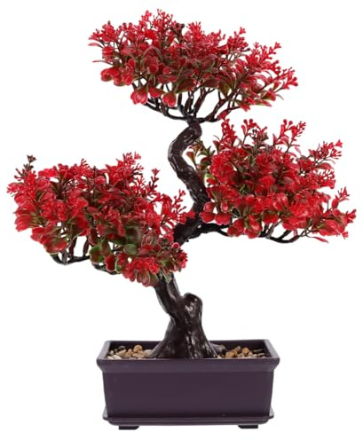 Cabilock Artificial Bonsai Tree Decor, Small Fake Plants Indoor for Home Office Desk, Faux Potted Plant Zen Japanese Trees for Men Living Room Shelf Decorations