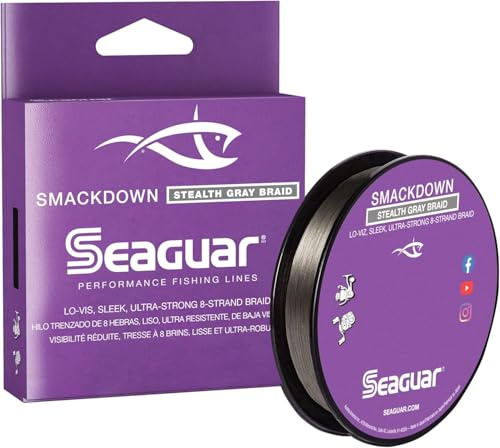 Seaguar Smackdown flätad fiskelina med låg synlighet, grå (stealth gray), flera storlekar