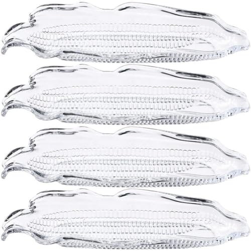 4 Pcs Corn Tray, Corn on the Cob Plastic Tray, Family Barbecue Tool Bbq Transparent Corn Dish, Corn Holders Skewers Trays Storage Container Party Dinnerware Sets