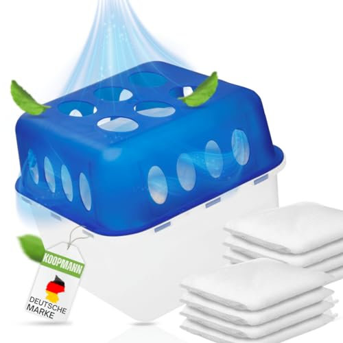 Koopmann® Lot de 6 déshumidificateurs avec 12 recharges de 400 g de granulés - Déshumidificateur sans électricité - Protection contre les moisissures et les odeurs pour pièces jusqu'à 40 m² (6 lots +