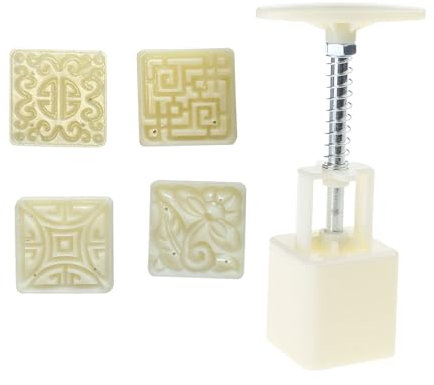 PEILINZE Mooncake-Formen, praktische, quadratische Gebäckform, multifunktionale Mondkuchenformen mit 4 verschiedenen Mustern, künstlerische Leckerei-Prägung