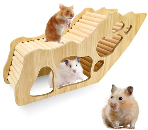 WPPQWP Hamsterhus i trä – hamstertunnel & gömställe för dvärghamstrar, ökenråttor & degus (32 x 10,5 x 15,3 cm) – Stil 1