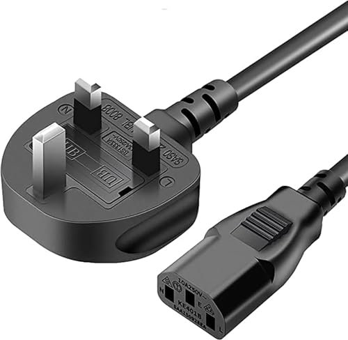 UK Power Cable,Computer & Monitor Power Cable, 1.5 Metre 3 pin Mains Power Lead UK Plug Kettle Lead Universal AC Power Cord for Monitors, LED LCD Smart TV, PC, Rice Cookers,Laptop, Printer, etcs