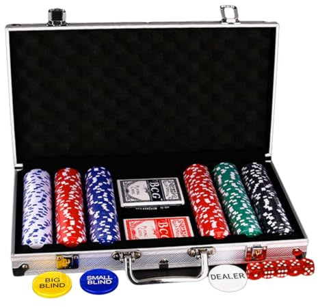 VQP 300 PCS Poker Chips, Casino Poker Chip Set, Poker Sets with Aluminum Case, Professional Poker Chips for Blackjack Texas Holdem Games Gambling (11.5g)