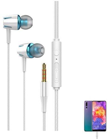 Auricolari cablati - Cuffie intrauricolari con riduzione del rumore del suono surround | Auricolari cablati con dispositivi jack da 3,5 mm | Design in silicone delicato sulla pelle con funzione che si