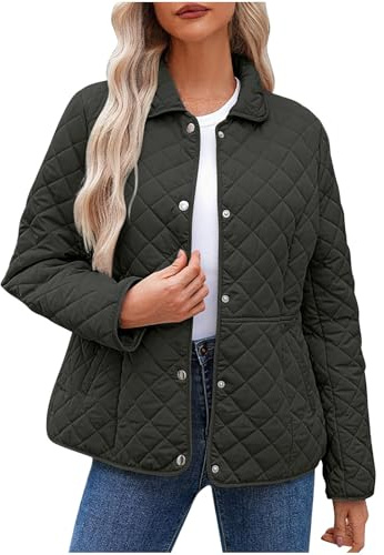 Manteau matelassé décontracté à manches longues pour femme, veste matelassée boutonnée de couleur unie, manteaux tendance, légers et chauds, vêtements d'extérieur d'hiver avec poches