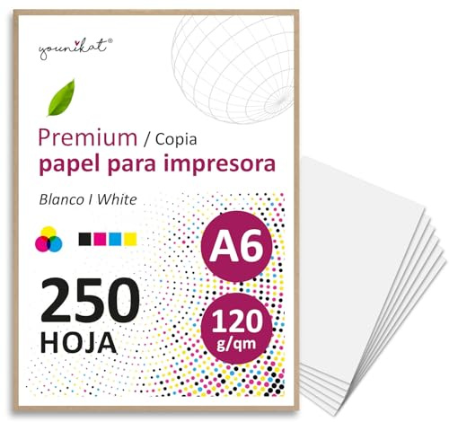 younikat Premium Kopieringspapper A6 120 g/m² 250 Ark - dv1551 | Vitt papper för utskrift pyssel anteckningar kort recept