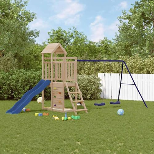 Gecheer Set da Gioco da Esterno in Legno Massello di Pino,Set da Gioco,da Giardino,con Scivolo e Arrampicata,Giochi Giardino,Parco Giochi Esterno,P3155894