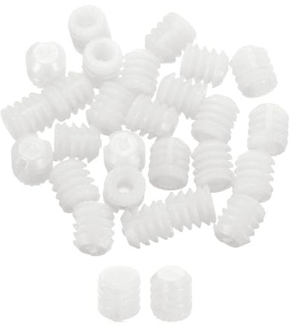 sourcing map 100Pcs 0.34x0.39 Hinge Dowels, Plastic Dowel Insert with Threaded for Cabinet Door Hinges Furniture Connections, White