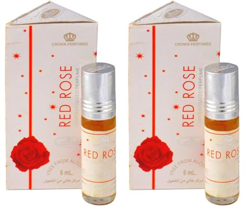 Red Rose Concentrated Perfume Oil 6ml Roll-On - Pack of 2 | Long Lasting Alcohol-Free Attar | Classic Floral Fragrance for Women & Men