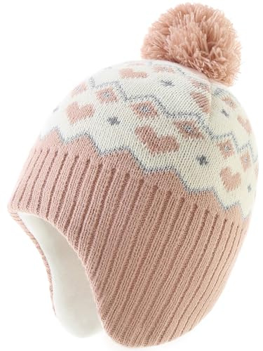 AHAHA Wintermütze Mädchen Kinder Beanie Earflap Pompon Baby Strickmütze Mädchen
