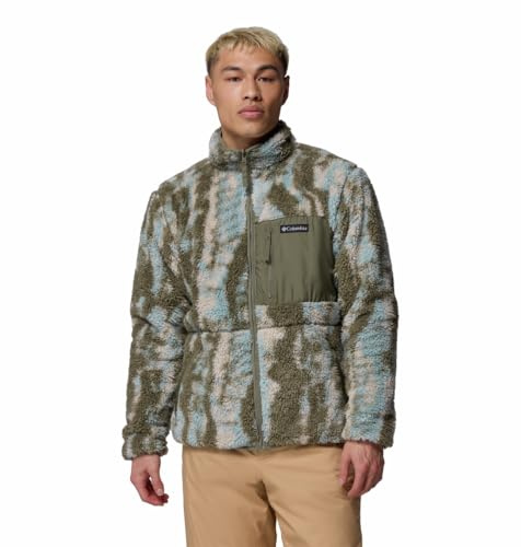 Columbia Winter Pass™ Fleece, Giacca in pile Sherpa reversibile da Uomo (IT, Testo, L, Regular, Regular, Stone Green/Tracks)