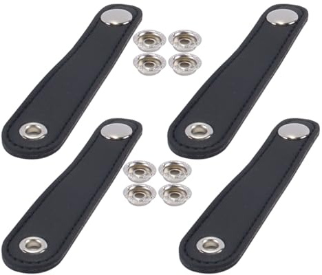 Ticha 2 PCS Pelle Fisarmonica Cinghia Fibbia, Sostituzione Nero Soffietto Cinghie Per Riparazione Fisarmonica 10cm