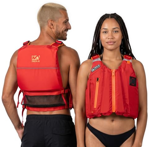 MESLE Kajak & SUP Schwimmweste Ara Mesh 50N Unisex 50–120 kg – High-Back Design, mit Tasche & Handyhülle | Leichte Schwimmhilfe Herren/Damen für Paddeln, Rudern, Segeln, Angeln & Wassersport