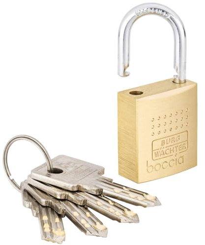 Burg-Wächter Vorhängeschloss Boccia 450 30 4 SB (5 mm Bügelstärke, Messing, Kneifschutz, 4 Schlüssel)
