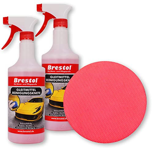 Tornador Speedshine Set1 150 mm + 2x 750 ml Gleitmittel für Reinigungsknete - Polierscheibe Auto-Lack-Knete Lackknete Polierknete Clay Pad - entfernt Baumharz, Insekten u.v.m.