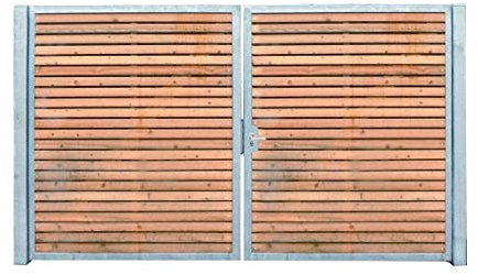 Einfahrtstor Verzinkt Holz Tor quer Symmetrisch 2-flügelig 350cm x 160cm