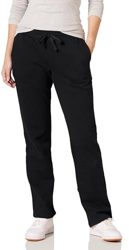 Amazon Essentials Pantalon de Survêtement Droit avec Cordon de Serrage pour Femmes, en Polaire (Disponible en Grande Taille) Femme, Noir, S