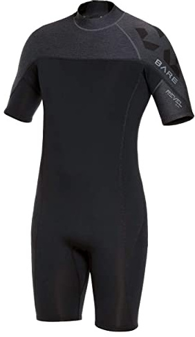 BARE 2MM Revel Men's Shorty Wetsuit | Combines Comfort and Flexibility | Made from a Blend of Neoprene and Laminate | Designed for All Watersports Including Scuba Diving and Snorkeling | Grey - 2XL