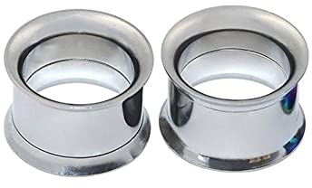 Beydodo Écarteur d Oreilles Plusieurs Tailles, Ecarteur Oreilles Acier Chirurgical 2 Pièces Tunnels de Chair Cerceau d'argent