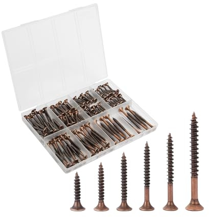 Mr. Pen 152 Pcs Wood Screws Assortment Kit, Bronze Iron, 6 Sizes, Galvanized, for Building Benches and Tables, Maintaining Shelves, Fencing Panels, Mounting Door Hinges