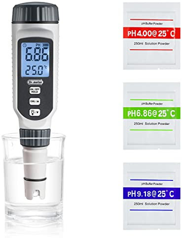 PH Mètre Électronique, Dr.meter Testeur PH Avec Rétro Éclairage Testeur PH Précision de Mesure de 0 à 14 pH, 1% Précision de Lecture Ph Mètre Pour Piscine, Aquarium