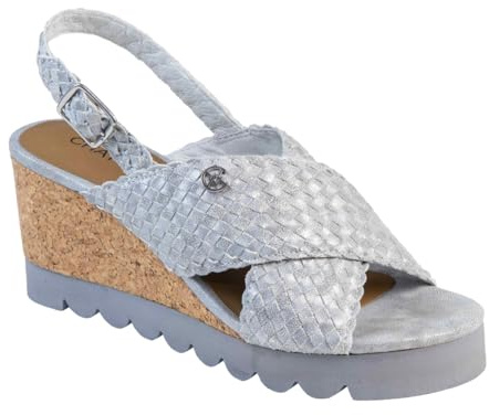 CHATTAWAK Mujer 18HFINAARGENT38 Sandalia con tacón plateado, 38 EU, plata, 38 EU