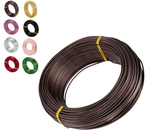 18 Gauge Aluminum Craft Wire - 1mm Brown Bendable Metal Wire for Floral, Sculpting, Jewelry Making, Binding and Xmas Wreaths - 150 Ft/45m