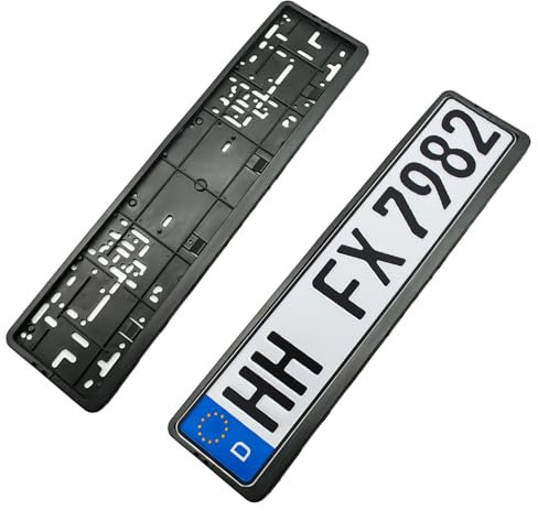 2 Stück schwarz Rahmenlos Kennzeichenhalterung, Nummernschild Kennzeichenhalter, License Plate Holder, Auto Nummernschildhalterung für PKW Halter 530 x 130 mm