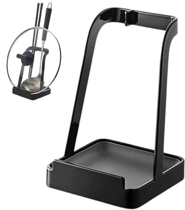 Bieiyhe Support Couvercle Casserole et Cuillère,Porte Couvercle Cuisine,Repose Ustensiles de Cuisine,Support Polyvalent pour Couvercle de Casserole,Repose Cuillere et Couvercle Noir pour Spatule,livre